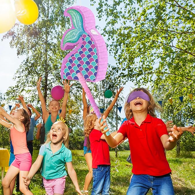 Mermaid Tail Pinata with Pinata Stick & Blindfold for Girls Mermaid