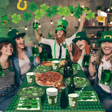 194 Pcs St Patricks Day Paper Plates & Napkins Green Shamrock Paper