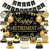 Retirement Party Decorations for Men Women Black Gold Happy Retirement