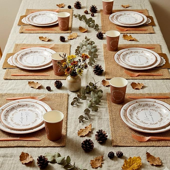 144Pcs Boho Birthday Party Supplies Decorations Brown Flower Paper
