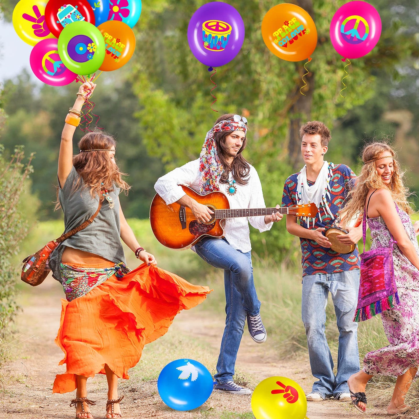 Aoriher 40 Pack 60's Hippie Balloons Party Decorations, 12 Inch Retro
