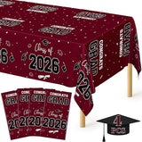 QZYL 4 Pack Graduation Table Decorations 2026, 54" x 108" Maroon