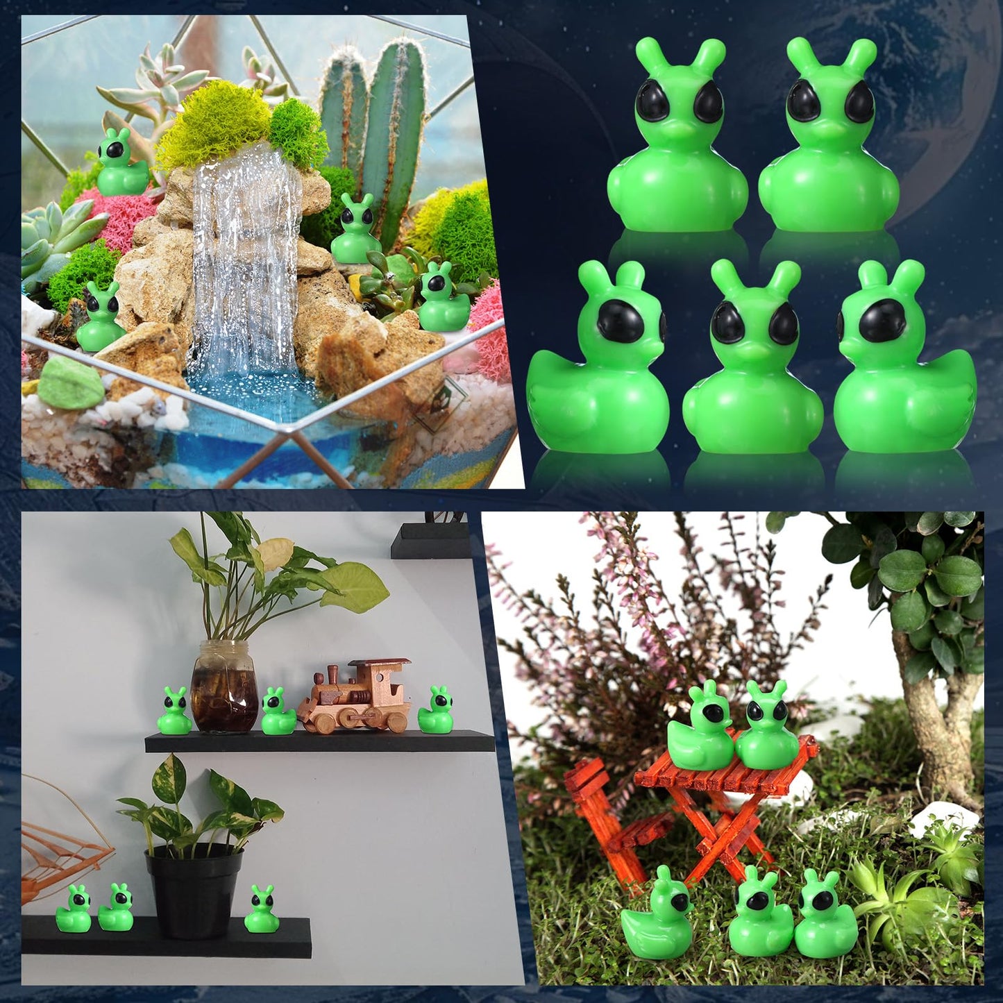 100 Pcs Resin Mini Alien Duck Figures Bulk Tiny Alien Duck
