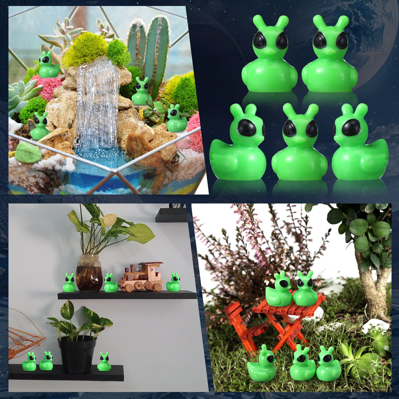 100 Pcs Resin Mini Alien Duck Figures Bulk Tiny Alien Duck