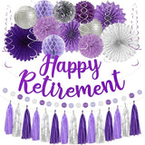 Retirement Party Decorations Women Purlpe Glitter Happy Retirement