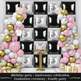 Black and Silver Square Foil Balloons 25 Pcs Metallic Black and Silver