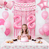 28th Pink Birthday Decorations for Women, Pink Bow Coquette Birthday