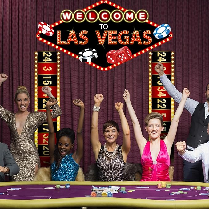 3 Pcs Casino Night Porch Sign Banner Casino Theme Party Decorations