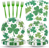 100 Pcs St Patrick's Day Shamrock Tableware Party Supplies Set