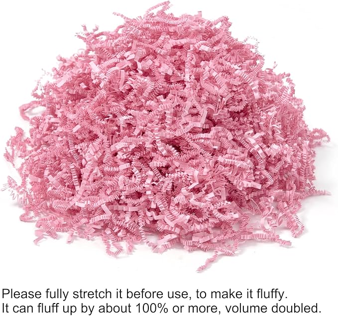 Mefleet 2 LB Crinkle Cut Paper Shred Filler Light Pink Crinkle