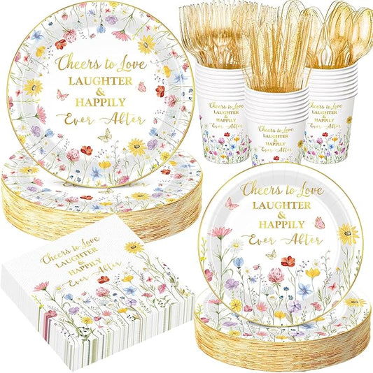 400 Pcs Spring Floral Bridal Shower Party Supplies Decorations