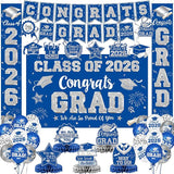 Graduation Decorations Class of 2026, Blue and Silver Graduation