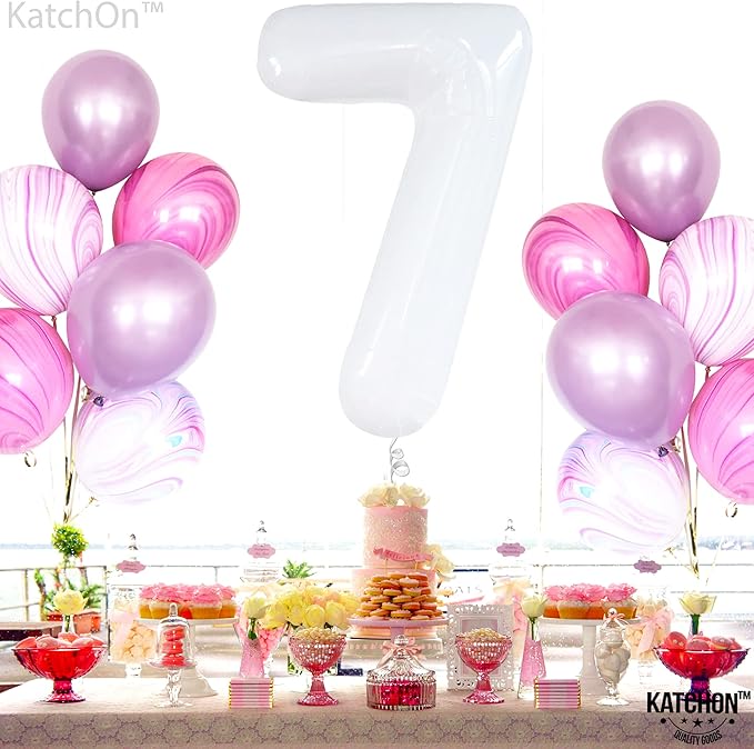KatchOn, Giant White Number 7 Balloon - 40 Inch | 7th Birthday