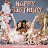 VIDAL CRAFTS 71 Piece Rose Gold Birthday Decorations for Women Party