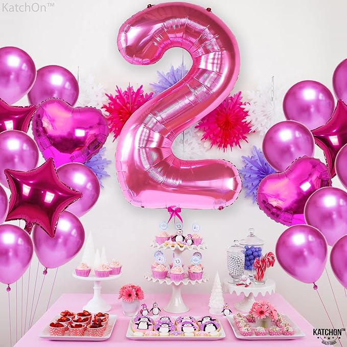 KatchOn, Hot Pink Number 2 Balloon - 40 Inch | 2 Balloon Number, Two