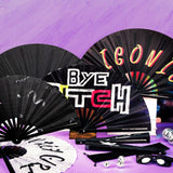 FairySandy 6 Pcs Large Hand Fan Rave Iconic Shade Bye Folding Bamboo