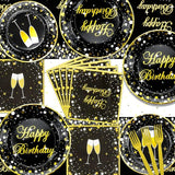 81 Pieces Black and Gold Party Supplies Gold and Black Plates Black