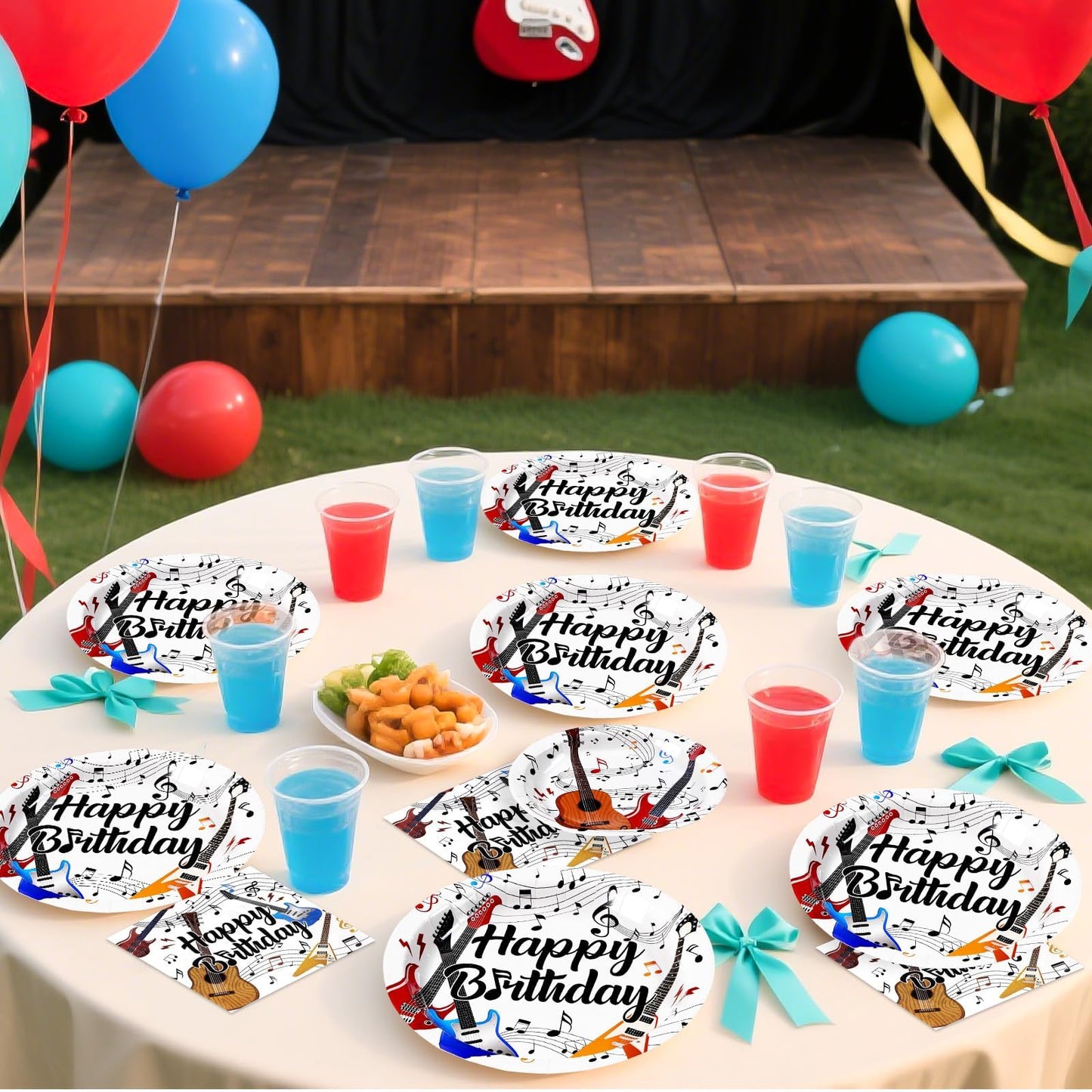 Grencian 96 Pcs Guitar Birthday Party Supplies Music Notes Birthday