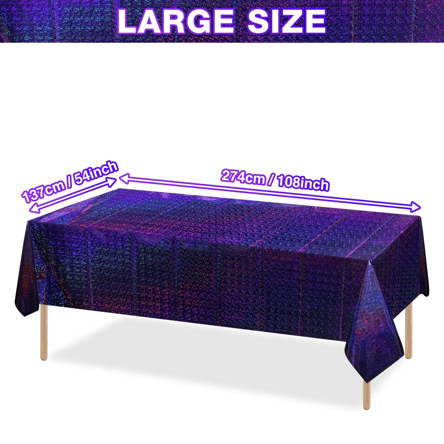 FunnyPars 8 Pack Iridescent Plastic Tablecloths Shiny Disposable Laser