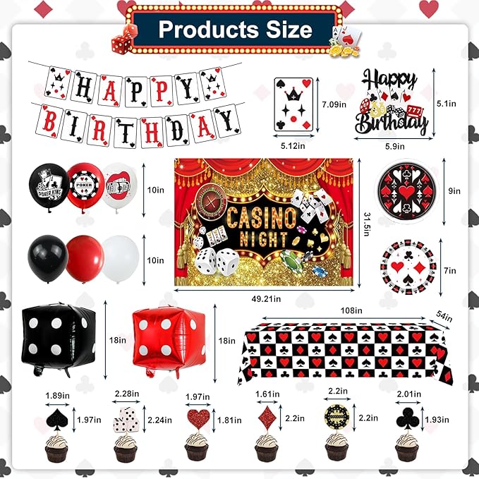 81 PCS Casino Theme Party Decorations Las Vegas Party Decorations