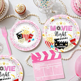 Pink Movie Night Party Decorations Kit Movie Banner Cute Popcorn