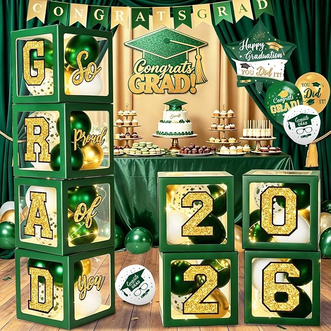 Graduation Decorations 2026 - Green and Gold Graduation Decorations -