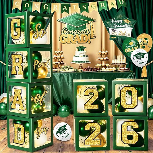 Graduation Decorations 2026 - Green and Gold Graduation Decorations -