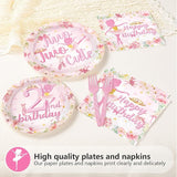 96Pcs Ballerina 2nd Birthday Party Supplies Pink Ballet Tutu Cute