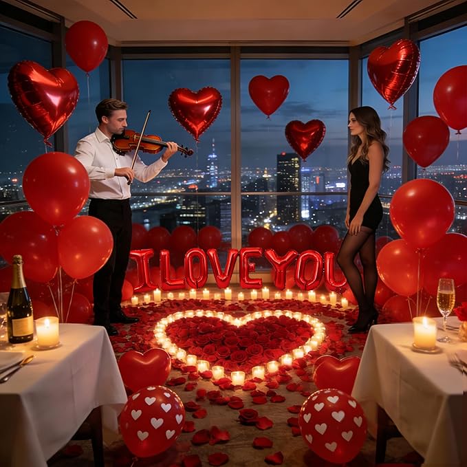 1100PCS Valentine's Day Balloons Kit with XOXO Red Heart and I Love