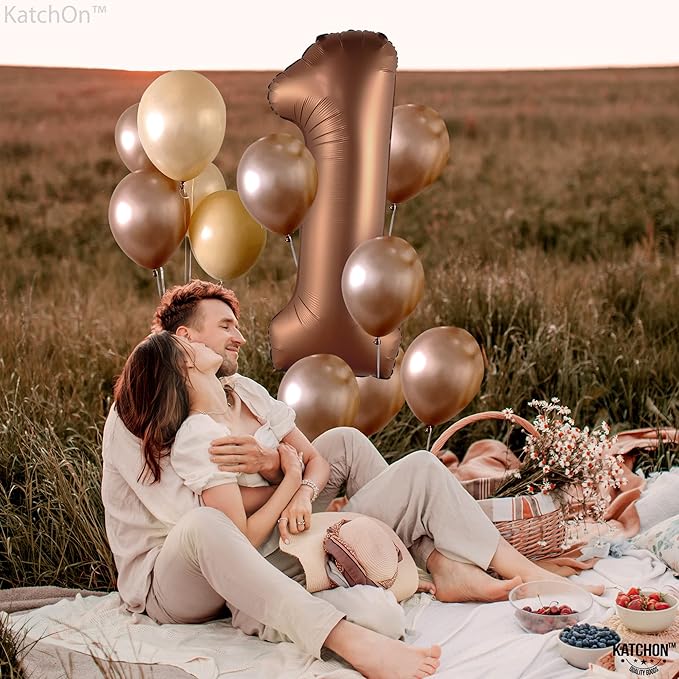 KatchOn, Brown 1 Balloon Number - 40 Inch, Helium Supported | Foil