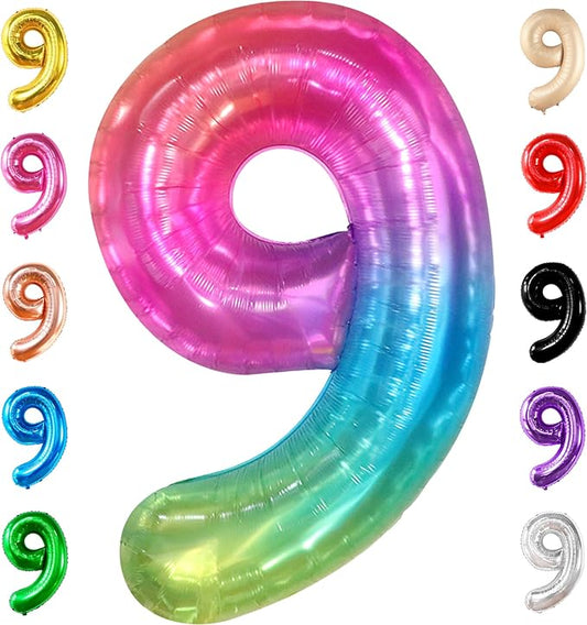 KatchOn, Rainbow Number 9 Balloon - 40 Inch | Foil 9 Birthday Balloon