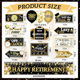 Black Gold Happy Retirement Banner Sign Directional Retired Yard