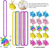 15 Pack Unicorn Sequin Necklace Party Favors with Mardi Gras Beads