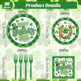 St Patricks Day Plates and Napkins Decorations 96PCS Lucky Green