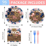96 Pcs Gender Reveal Party Decorations Supplies He or She Tableware