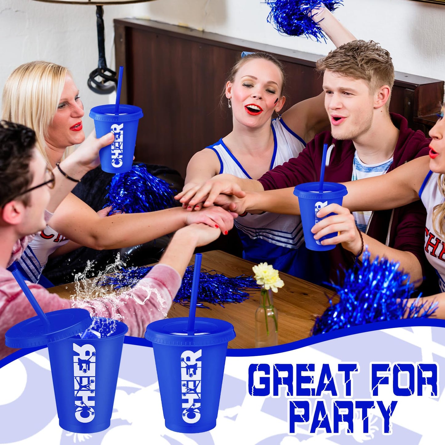 Domensi 20 Pcs Cheer Cup Gift Bulk for Team 16 oz Plastic Ballet Dance