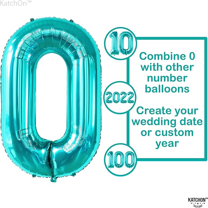 KatchOn, Huge Aqua Blue 0 Balloons - 40 Inch | Turquoise Balloons |