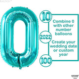 KatchOn, Huge Aqua Blue 0 Balloons - 40 Inch | Turquoise Balloons |