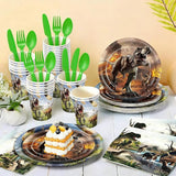168pcs Dinosaur Party Supplies Dino Plates Napkins Disposable