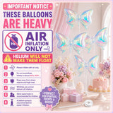 Iridescent Bow Balloons, 4 Pcs Clear Rainbow Holographic Foil Balloons