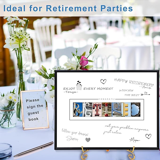 Framed Black Retirement Decorations Guest Book for Men/Women