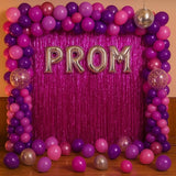 Voircoloria 3 Pack 3.3x8.2 Feet Pink Foil Fringe Backdrop Curtains,