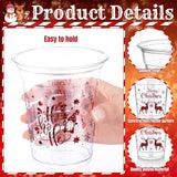 50 Pcs Merry Christmas Buffalo Plaid Plastic Cups 12 oz Clear