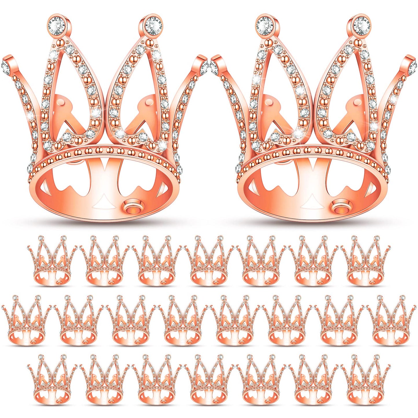 24 Pcs Crown Cake Topper Mini Baby Crown Tiny Queen Small Alloy