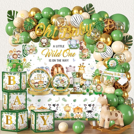 cocomigo 300PCS Safari Baby Shower Decorations 30 Safari Theme