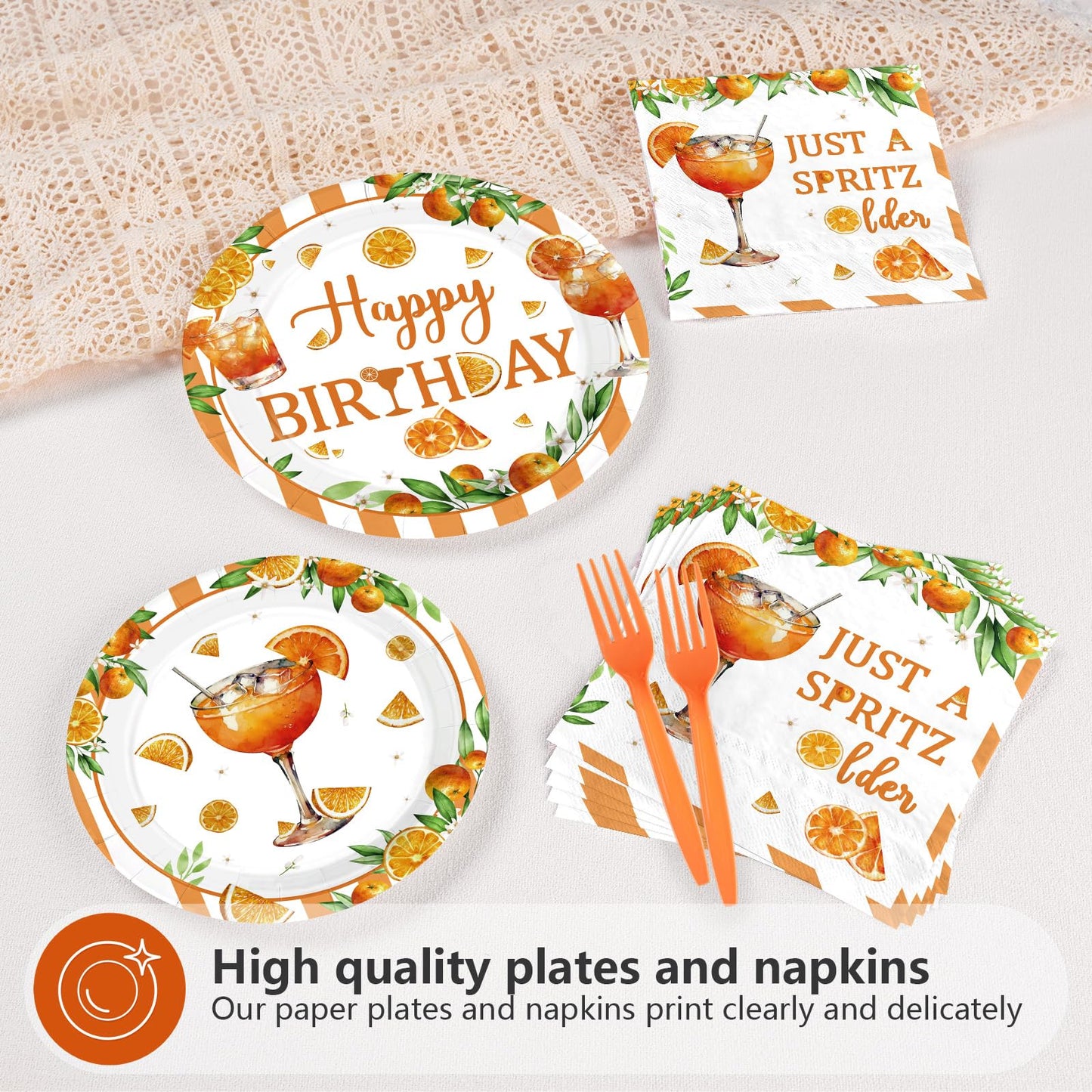Greencian 96 Pcs Spritz Birthday Party Decorations Just a Spritz Older