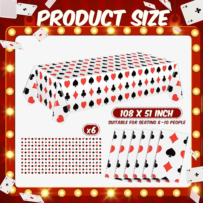 Tatuo Casino Theme Party Decorations Poker Tablecloth Plastic