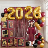 Maroon Black and gold Decorations 2026 Set of 4 Graduation Balloon