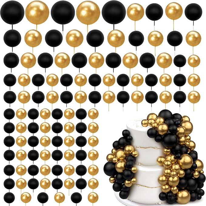113 PCS 5 Size Ball Cake Picks Colorful Ball Shaped Cake Topper Pearl