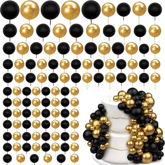 113 PCS 5 Size Ball Cake Picks Colorful Ball Shaped Cake Topper Pearl